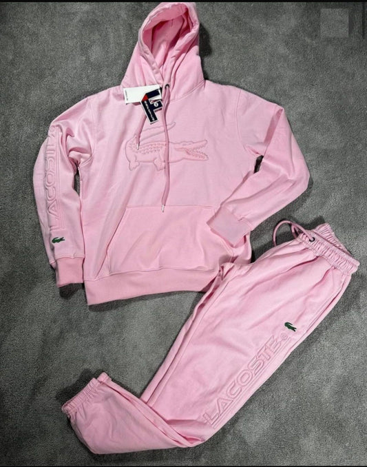 Chandal Lacoste rosa cocodrilo grande en pecho