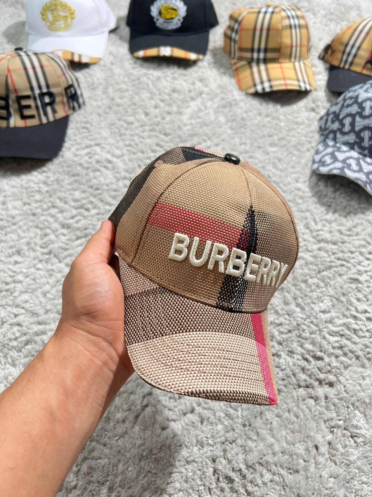 Gorra Burberry G5 marron logo beige