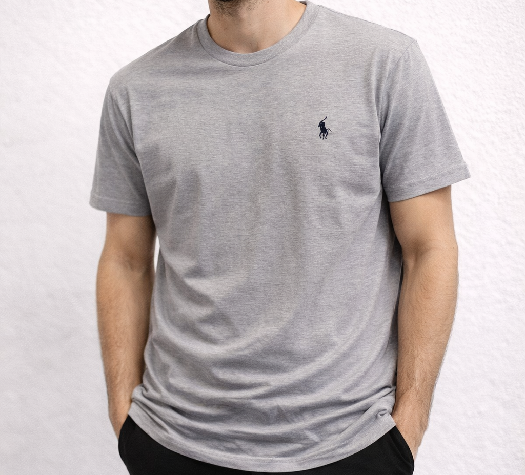 Camiseta ralph lauren gris logo negro