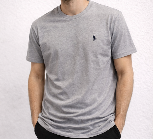 Camiseta ralph lauren gris logo negro