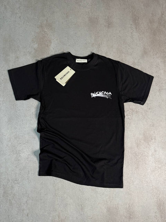 Camiseta Balenciaga negro logo blanco pequeño lateral