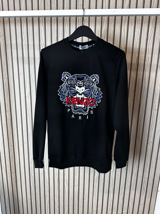 Sudadera KENZO negra logo rojo detalles azules