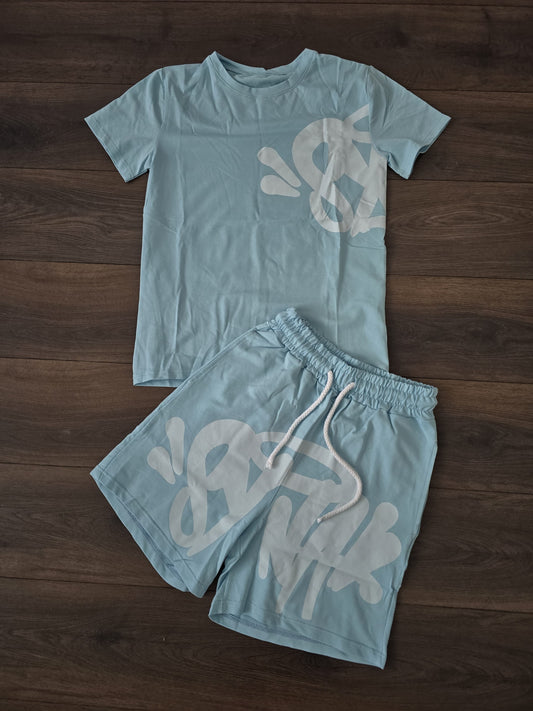 Conjunto verano syna azul logo blanco