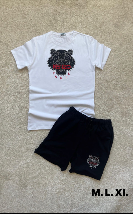 Conjunto pantalón corto kenzo blanco logo negro