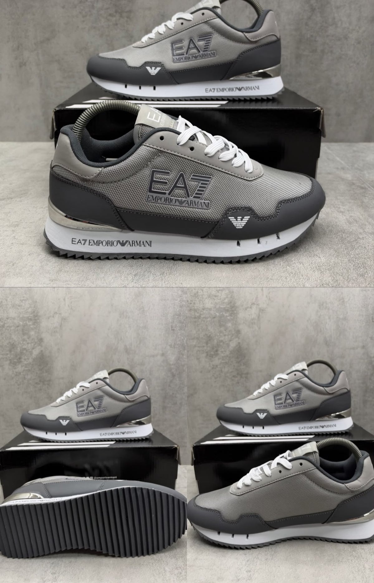 Armani gris detalles blancos