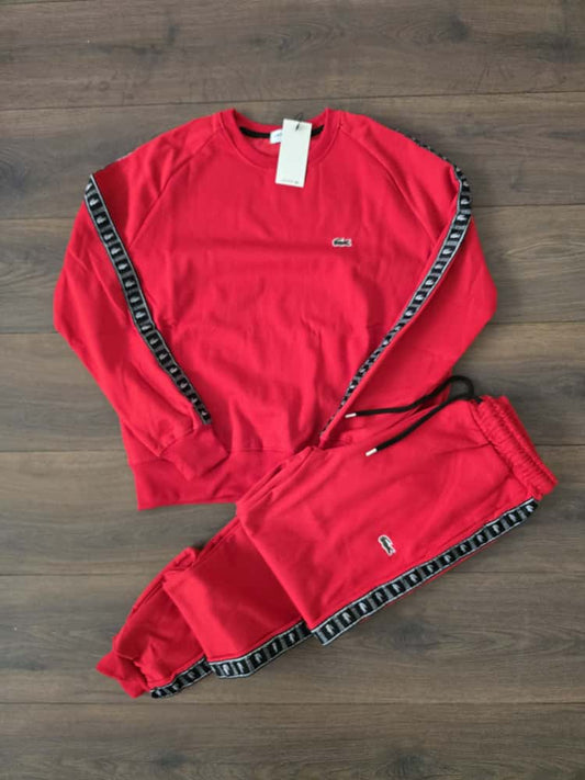 Chandal lacoste basic sin cremallera rojo