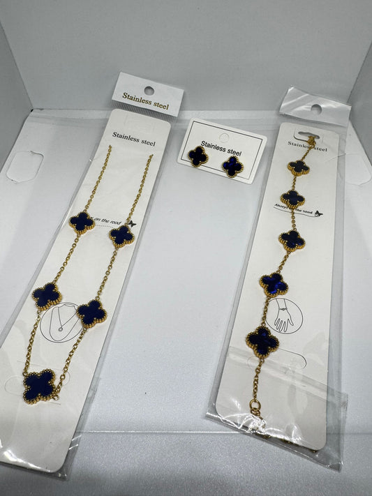 Pack de 3 Collares azul y dorado