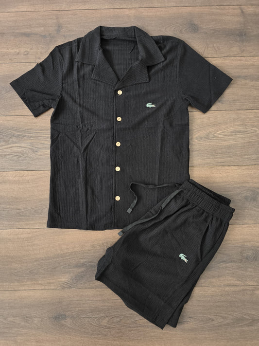Conjunto verano camisa lacoste negra