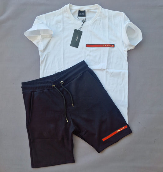 Conjunto Prada blanco detalles rojos