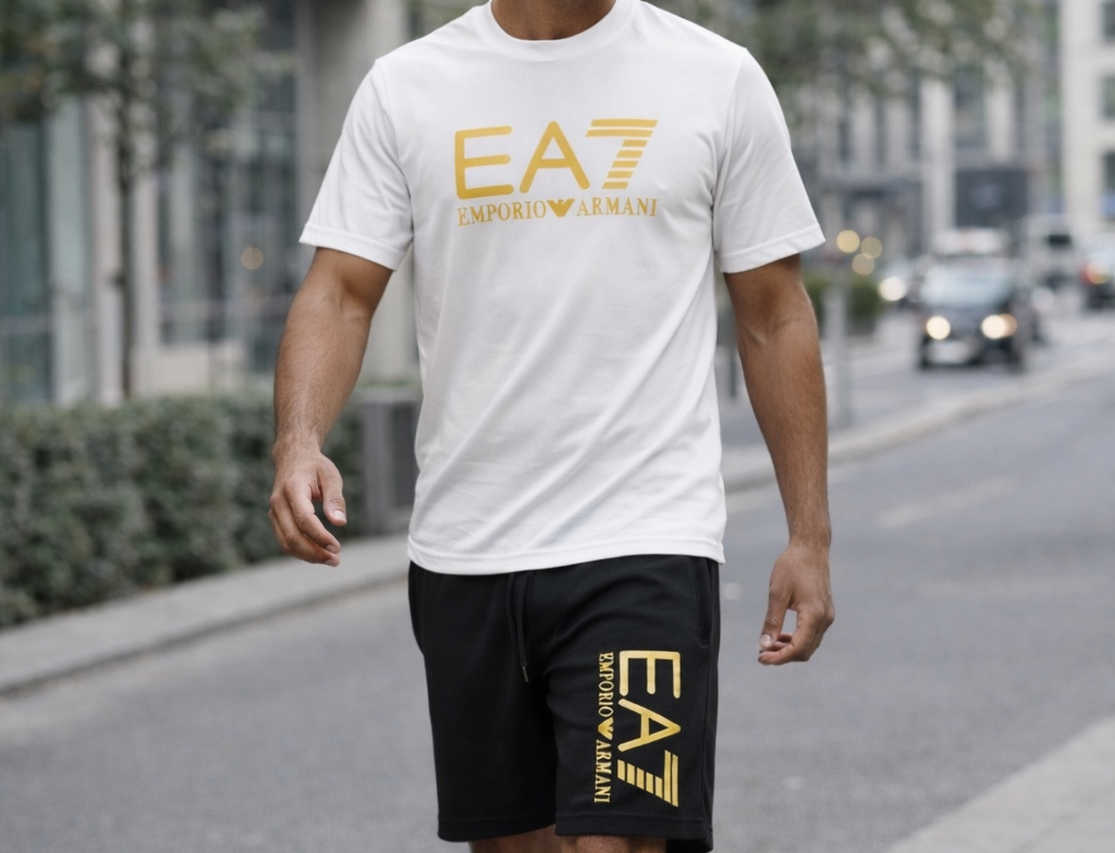 Conjunto armani blanco logo dorado