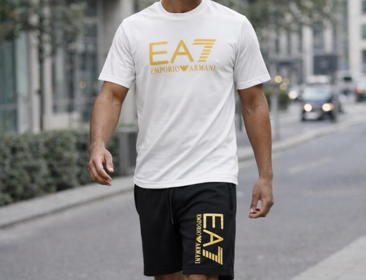 Conjunto armani blanco logo dorado