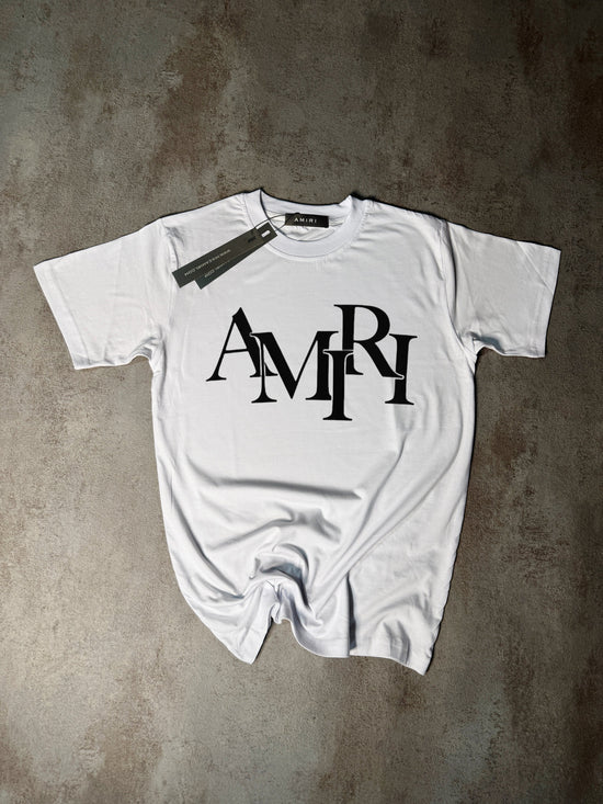 Camiseta amiri blanco letras negras