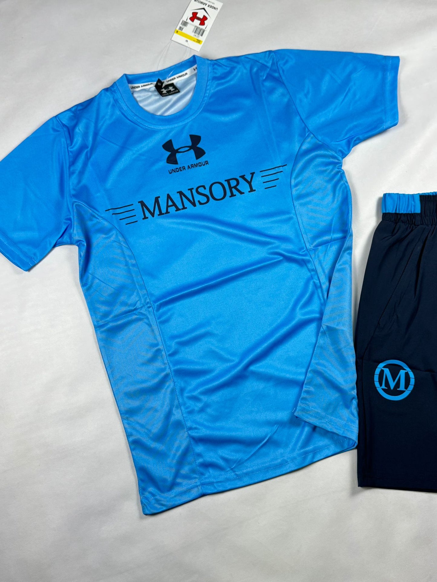 Conjunto under armour x Mansory azul logo negro