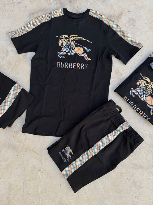 Conjunto corto burberry negro logo tricolor