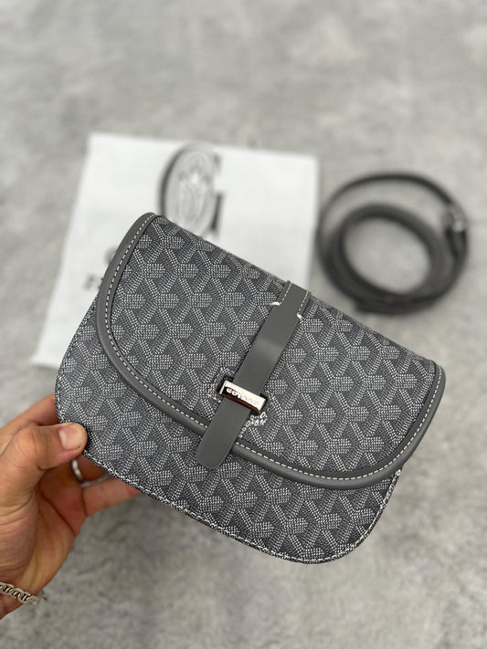 BANDOLERA GOYARD gris detalles plateados