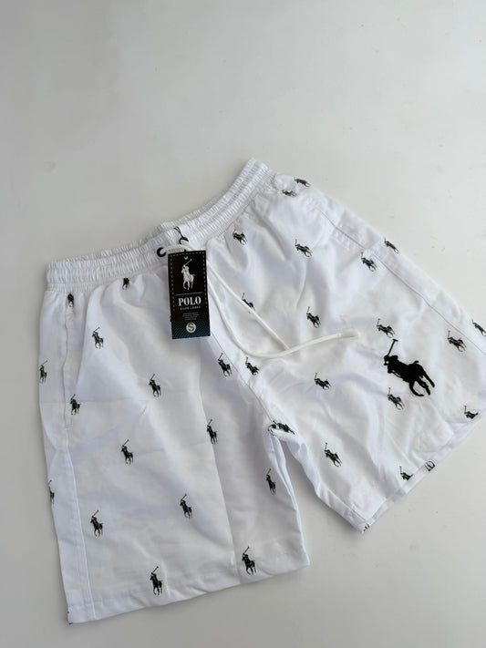 Pantalon Corto Ralph Lauren blanco logo negro