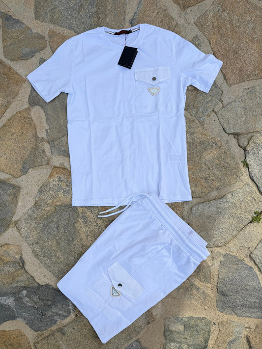 Conjunto corto prada blanca bolsillo