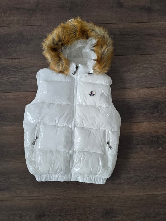 Chaleco moncler pelo blanco