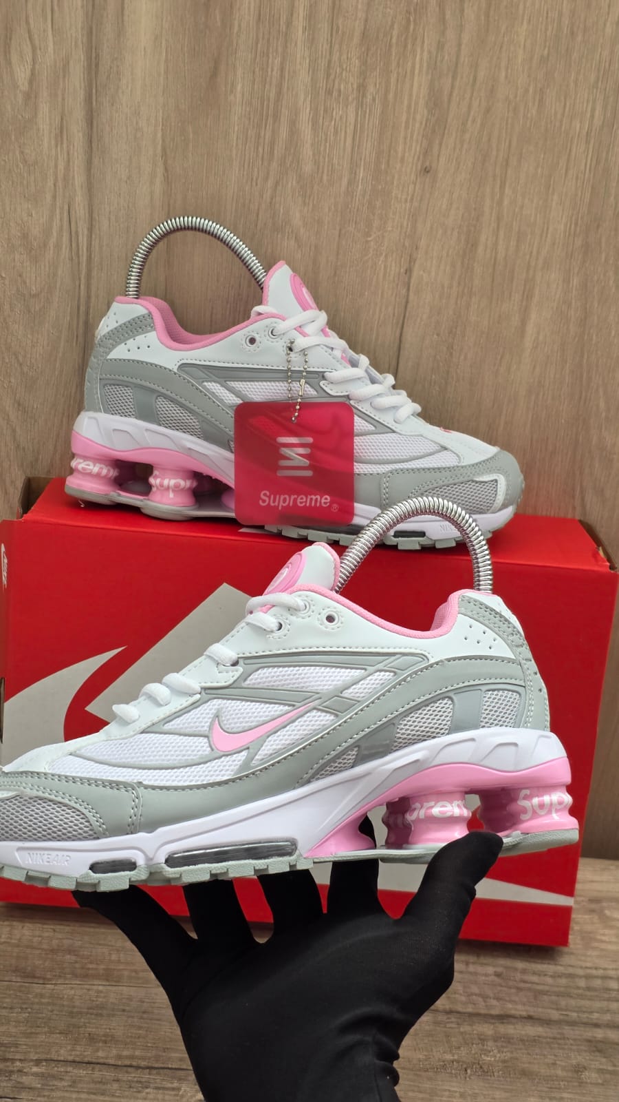 Shox supreme blanca rosa