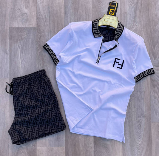 Conjunto fendi blanco logo negro
