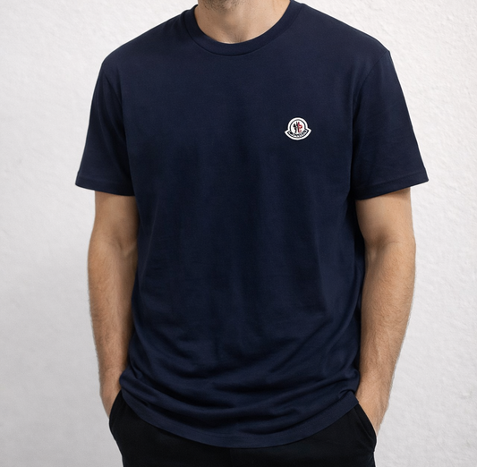 Camiseta moncler azul marino logo tricolor