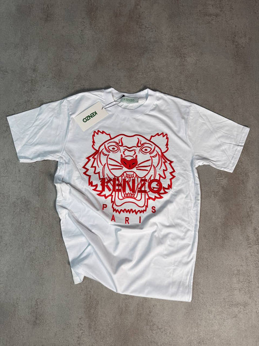 Camiseta Kenzo blanco logo rojo