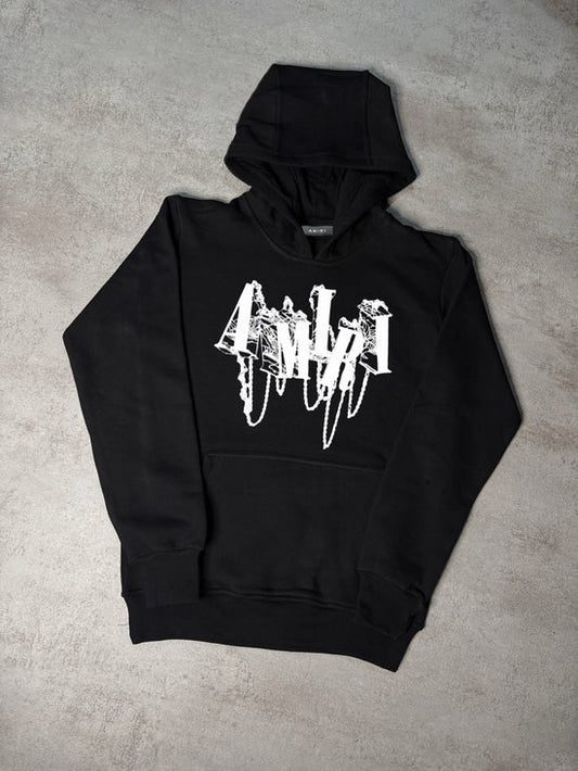 Sudadera AMIRI negro logo blanco letras muro