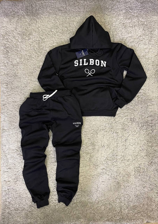 Chandal Silbon negro logo blanco