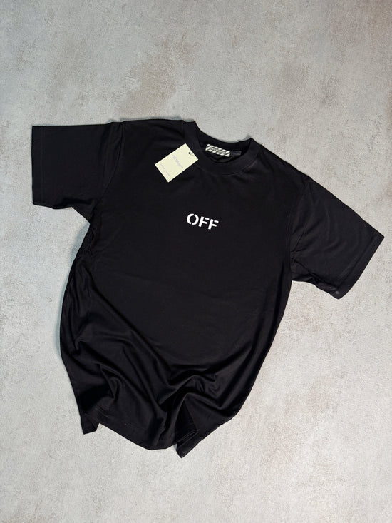 Camiseta off white negra logo grande esqueleto