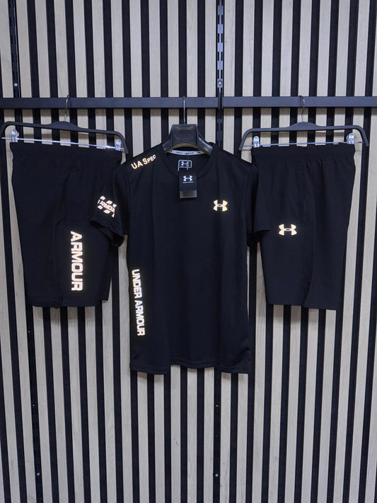 Conjunto under armou negro logo blanco