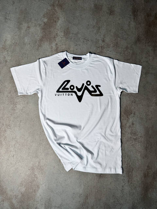 Camiseta LV blanco logos futurista