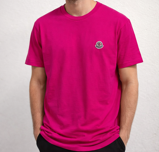 Camiseta moncler rosa fuerte logo tricolor