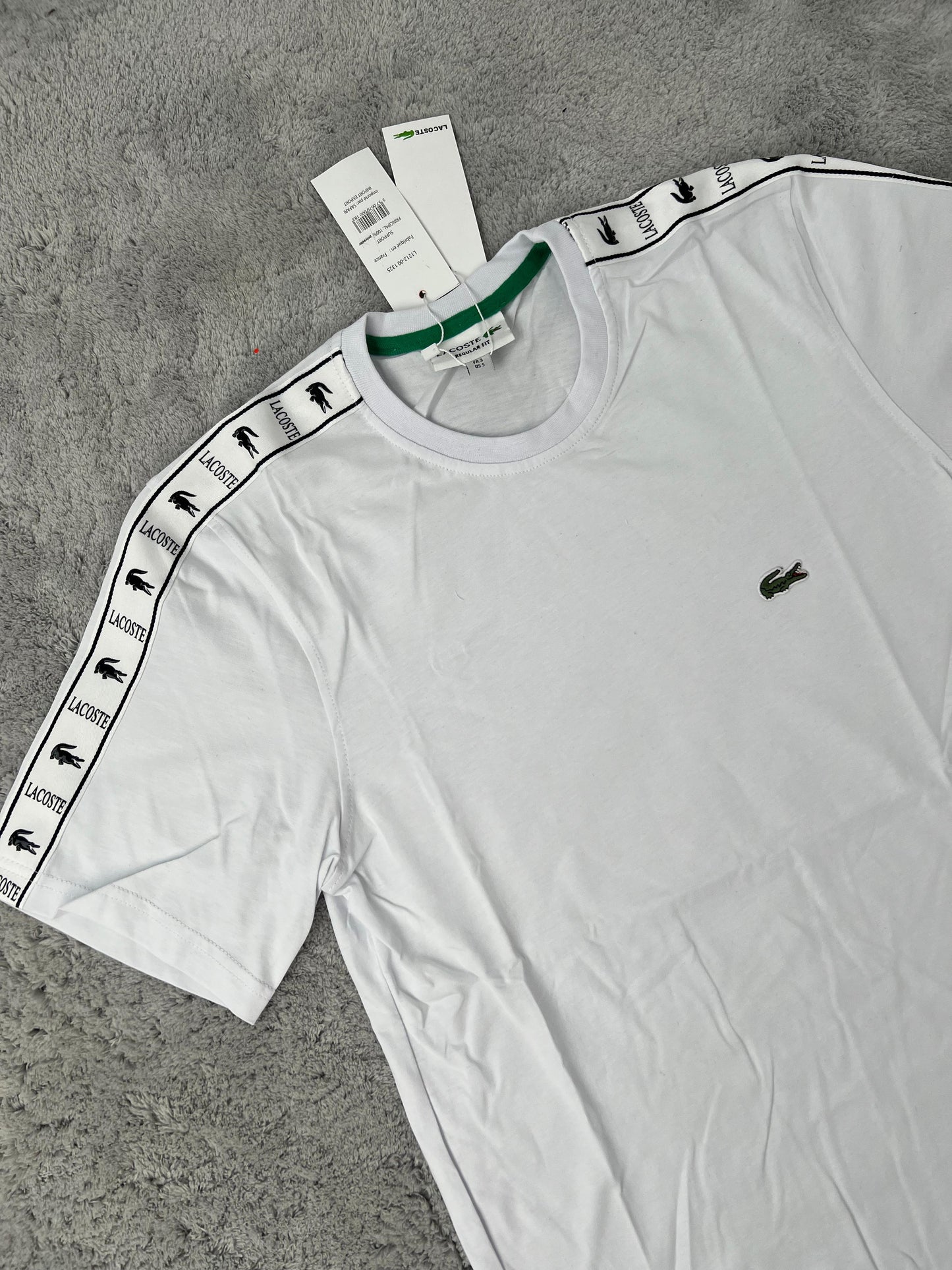 Conjunto corto lacoste blanco logo verde