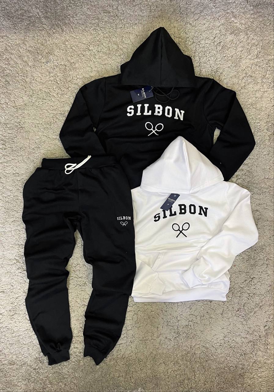 Chandal Silbon negro logo blanco