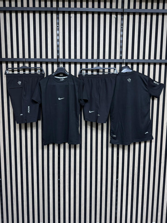 Conjunto corto nike negro logo blanco x nocta