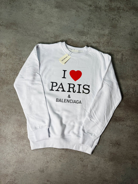 Sudadera BALENCIAGA blanco logo negro corazon rojo