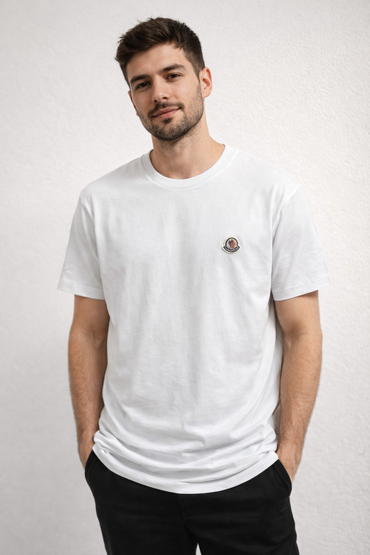 Camiseta moncler blanca logo tricolor