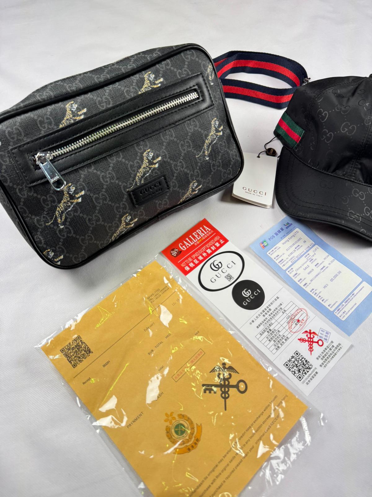 Pack Bolso de mano + gorra gucci negras