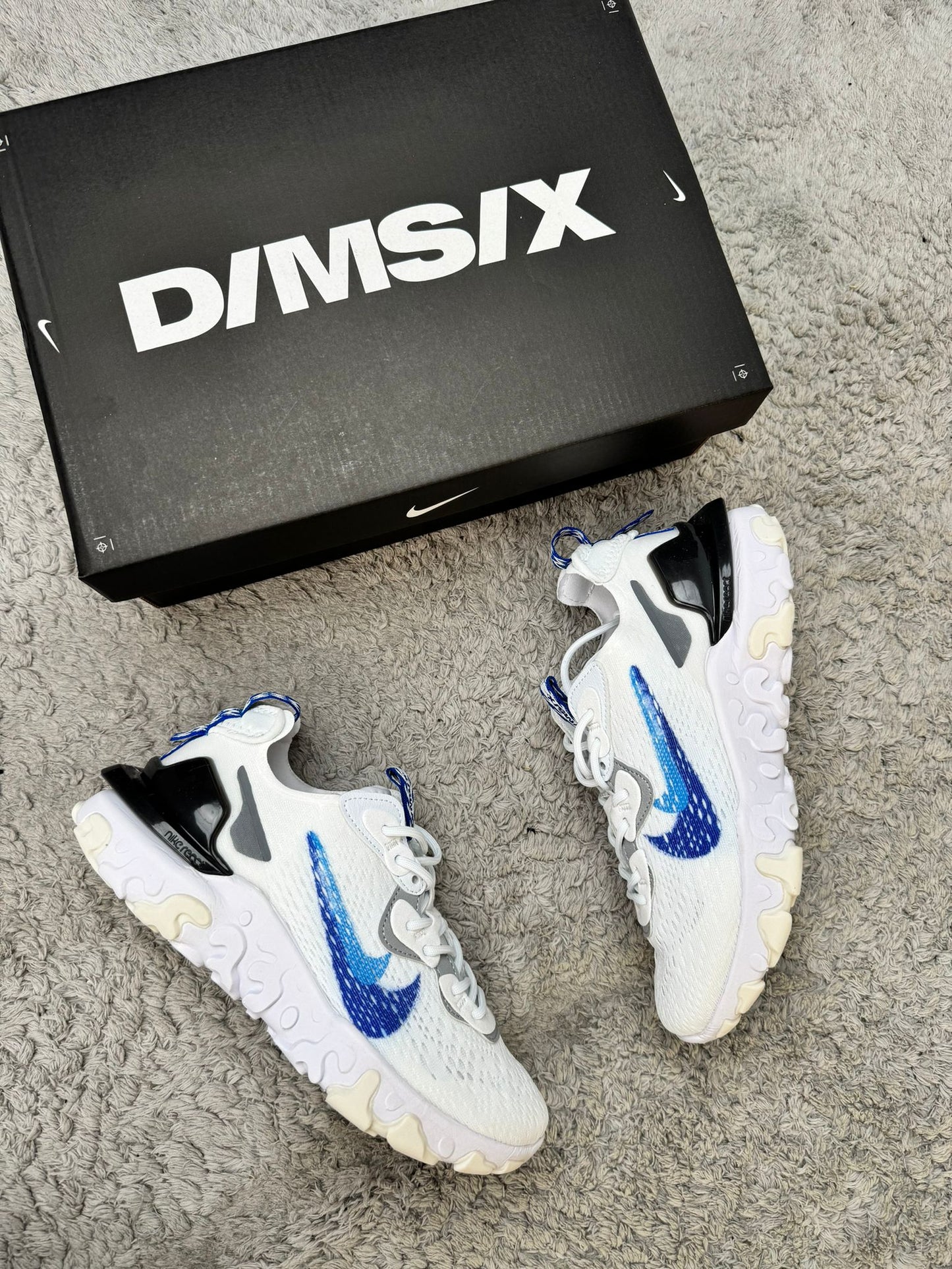 Nike react vision blancas logo doble azul