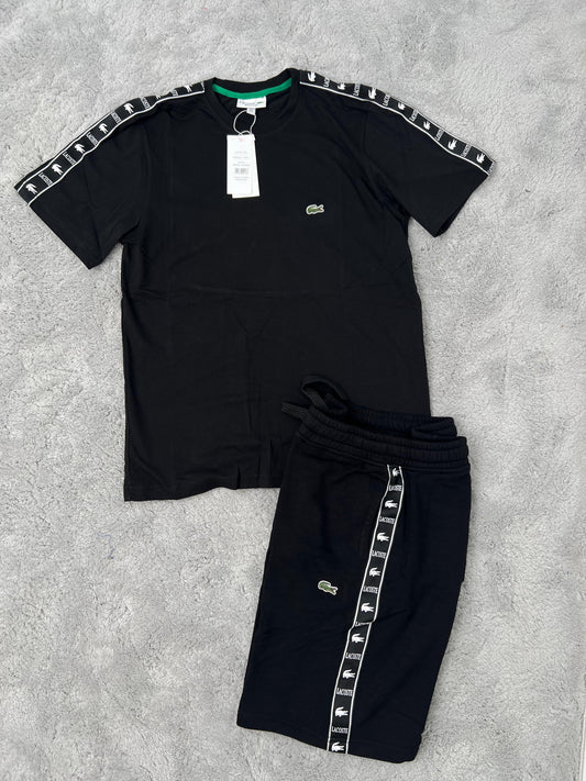 Conjunto corto lacoste negro logo verde