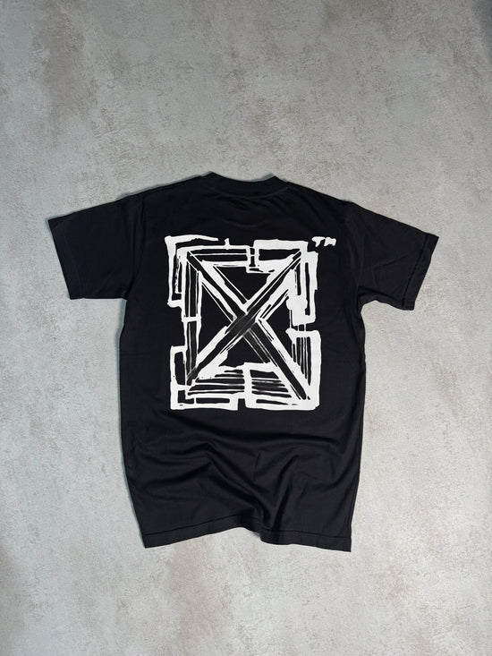 Camiseta off white negro logo grande blanco