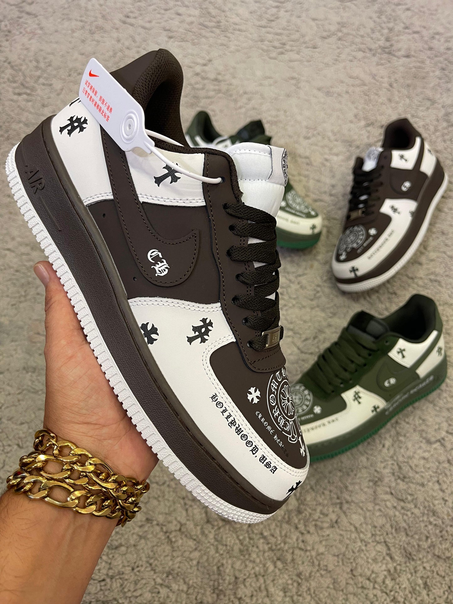 Air force CHROME HEARTS marrones y blancas
