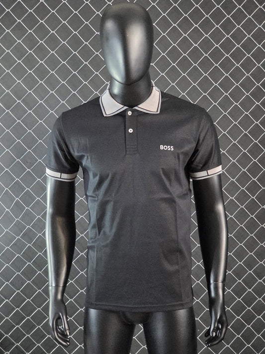 Polo Hugo Boss negro detalles grises logo blanco