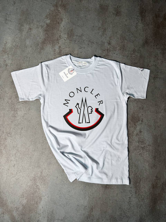 Camiseta Moncler blanco logo negro y rojo