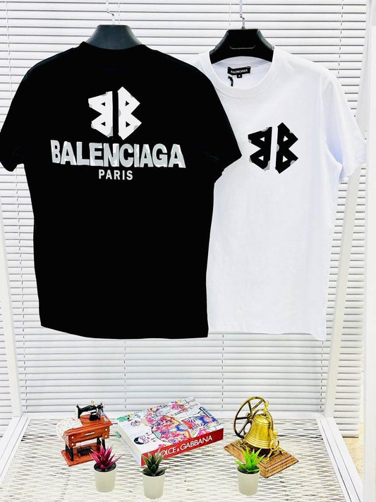 Camiseta balenciaga blanca logo negro detalles grises