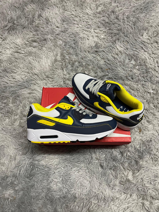 AIR MAX 90 AZUL MARINO LOGO AMARILLO DETALLES BLANCOS