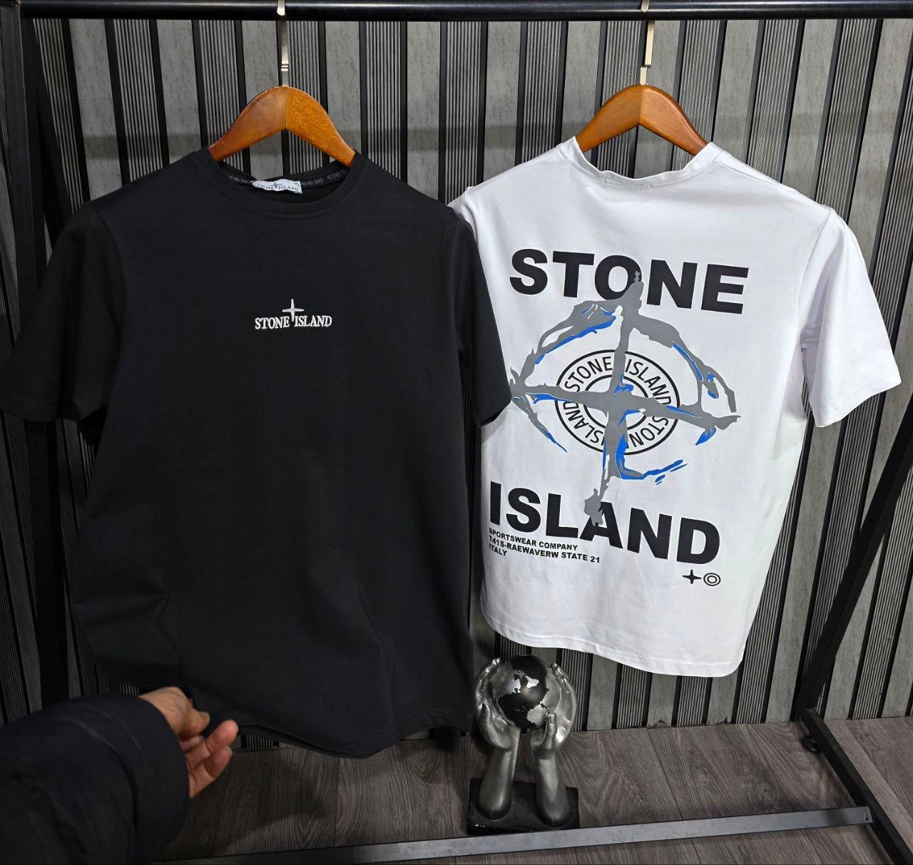 Camiseta STONE ISLAND blanco logo negro