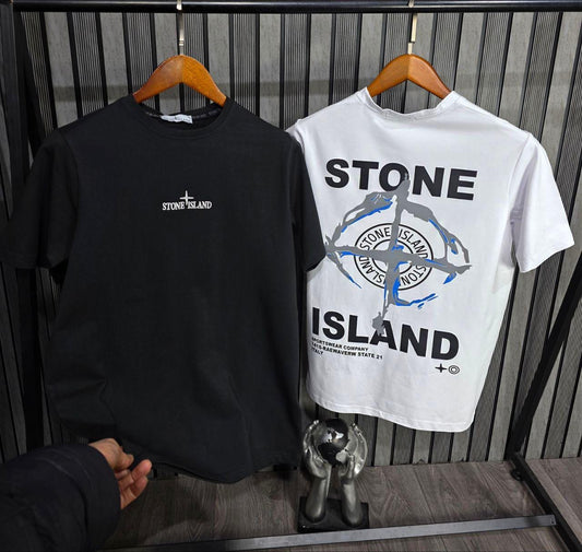 Camiseta STONE ISLAND negro logo blanco