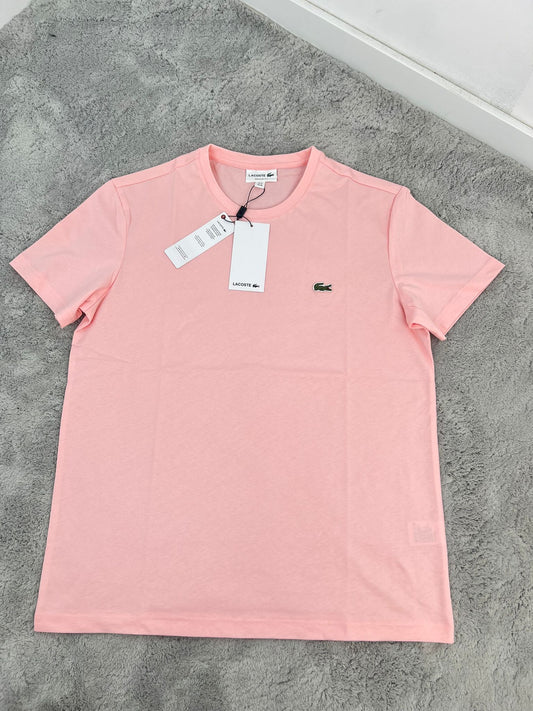 CAMISETA LACOSTE ROSA LOGO VERDE