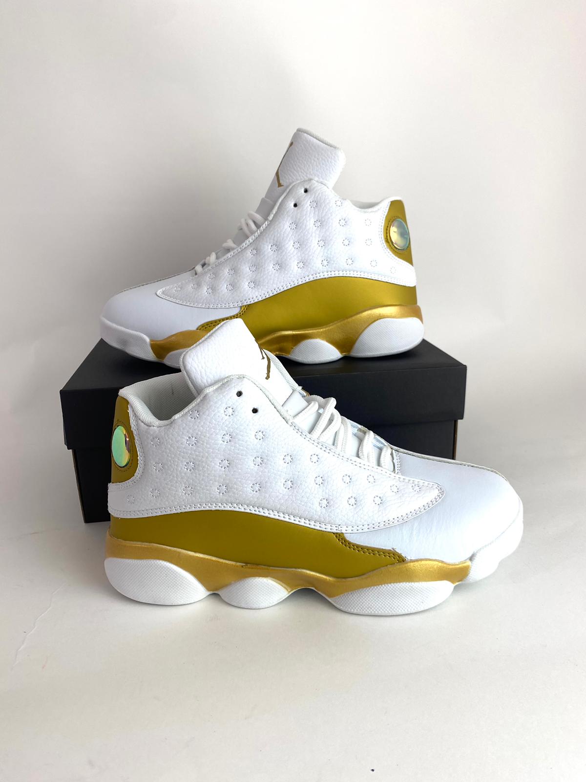 Jordan 13 cheap blanco con dorado